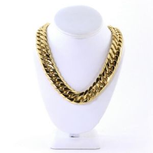 Mens Miami Cuban Link Curb Chain 14k Gold Ploated Hip Hop 21mm dikke ketting 24 '' 294P