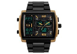 Mensil Militar 2018 Fashion Led Quartz Reloj 50m Impermeable dual Men039s Square Wallwatch Digital Sport Box C196968040