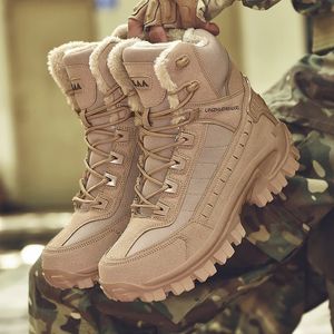 Botas militares para hombre Combate Tobillo Táctico Piel cálida Ejército Zapatos masculinos Seguridad en el trabajo Botas de motocicleta Tamaño grande 231225