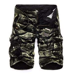 Mens Military Cargo Shorts Merk Army Camouflage Mannen Katoen Losse Werk Casual Korte Broek Geen riem 210716