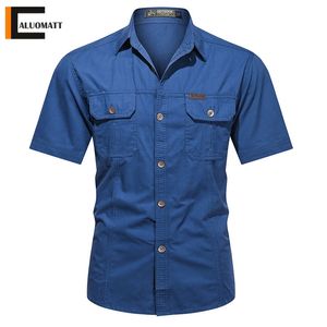 Chemises militaires pour hommes, chemise de travail d'été décontractée à manches courtes, en coton, coupe cintrée, respirante, chemise cargo de l'armée, hauts tactiques 220622