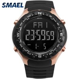 Montres militaires pour hommes 50M étanche Relogio SMAEL horloges noires grands hommes Sport 1342 LED montre-bracelet numérique montres-bracelets228j