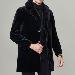 Manteau d'hiver en fourrure de vison pour hommes, cuir entier, styliste moyen, papa âgé, longueur moyenne, haut TSMX