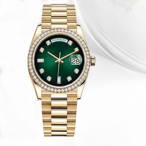 Mens Moissanite Watch pour les montres de mouvement automatique Designer Green Dial Regches Femmes Diamond Montres en acier inoxydable STRAPE LURBE MONTRE MONTRE LUXE