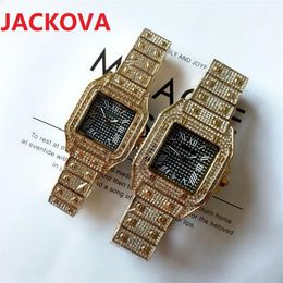 Мужские montre de luxe квадратные дизайнерские часы с бриллиантами и кольцом, наручные часы из нержавеющей стали, водонепроницаемые светящиеся женские часы3167