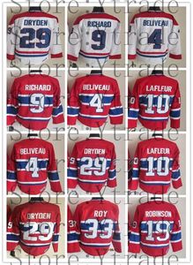 Vintage klassieke ijshockeytrui 10 Guy Lafleur 4 Jean Beliveau 9 Maurice Richard 29 Ken Dryden 33 Patrick Roy 5 Geoffrion CCM Retro Jerseys