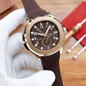 Relojes de movimiento para hombre Función compleja Función de calendario de zona horaria dual 41 mm Correa de caucho de verano mecánica automática Reloj orologio AQUANAUT Traveler 5164 pp