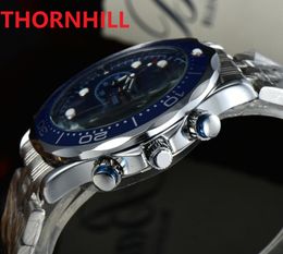Mens multi funcional relógios de quartzo cronômetro 42mm relógios de pulso de aço inoxidável completo safira relógio luminoso fábrica montre de lu301F
