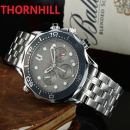 Heren multi functionele quartz horloges stopwatch 42mm volledig roestvrijstalen horloges saffier lichtgevende horloge fabriek montre de lu229R