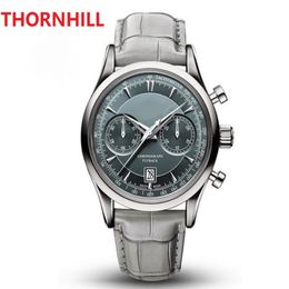 Mens Multi Funcional Relógios 40mm relogio masculino marca superior relógios de pulso de luxo designer Calendário Couro Homens Watch216t