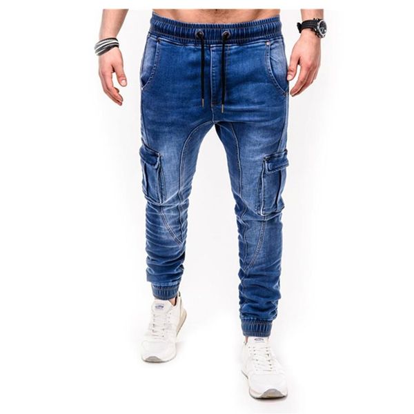 Mens Multi poche Zipper design Cargo Pants Slim fit Jeans mode Noir Streetwear Skinny Jeans jogging Casual Pencil pants317K