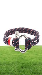 Bracelet à vis de voile nautique pour hommes, manilles en acier inoxydable, corde tactique noire, marin surfeur, vêtements de plage, bijoux masculins 4399117