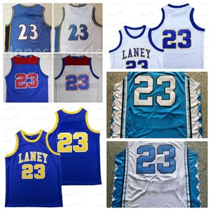 Mens Michael Basketbal Jerseys North Carolina Retro 23 Blauw Jersey Wit Vintage Mesh Heren College Throwback Gestikt Jersey Sportkleding Uniformen