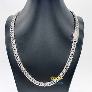 Heren ketting 8 mm 10 mm 12 mm 13 mm VVS Moissanite Diamond Clasp Solid 925 Silver Iced Out Miami Cuban Link Chain Hip Hop Jewelry