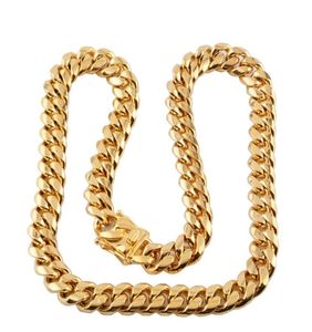 Heren kettingketens sieraden 18k gouden plaatvul titanium hoog gepolijste roestvrijstalen metalen Miami Cuban Link Punk Style Double 4013098