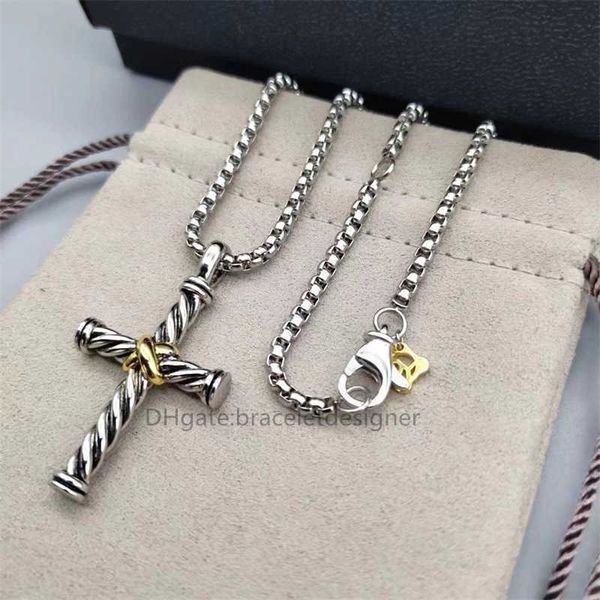 Collier pour hommes Dy Pendentif Bijoux Sier Rétro Câble Croix Vintage Bijoux Chaînes pour Hommes Designer Colliers Anniversaire Homme Garçons Fête Cadeau De Noël