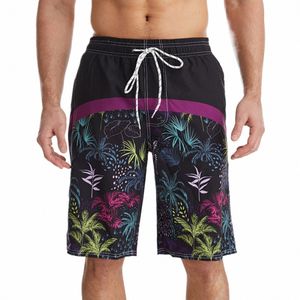 heren nieuwe Boheemse zwemshort stijlvolle bladeren print zwembroek sneldrogend los surfen strandzwempak Hawaiiaans casual badmode 90CD#