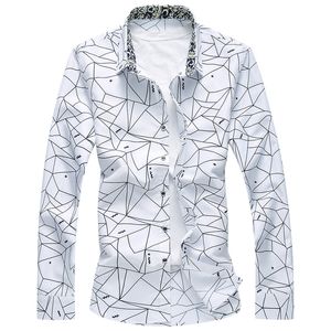 Lente Heren Shirt Klassieke Formele Geometrische Geruite Overhemden Met Lange Mouwen Heren Designer Grote Maat 7XL