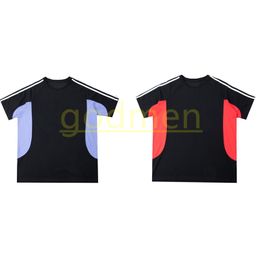 Hommes nouvelle mode t-shirt femmes Logo broderie t-shirts unisexe contraste couleur décontracté t-shirts taille asiatique S-XL