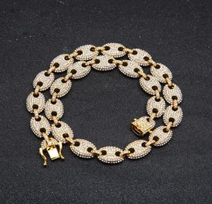 Collar de cadena de eslabones cubanos con granos de café de Hip Hop con diamantes helados chapados en oro nuevo para hombre Joyería personalizada Cadenas de rapero de Miami Gift5342313