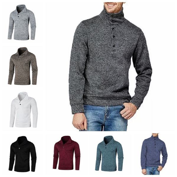 Nuevos suéteres gruesos de cuello alto para hombre, suéteres gruesos con botones y medio cuello de tortuga, Color sólido, cálido, ajustado, cuello alto, ropa deportiva para otoño, jersey de invierno para hombre