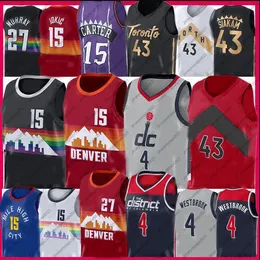 Hommes Nikola 4 Russell 15 Westbrook Jokic Pascal 43 Siakam Basketball Jersey Jamal 27 Murray Vince 15 Carter Jersey 2020 2021 Nouvelle Taille S-2XL