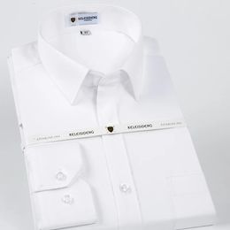 Heren Strijkvrij Standardfit Solid Basic Overhemd Formeel Zakelijk Premium 100 Katoen Heren Lange Mouw Werk Kantooroverhemden 240312