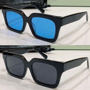 Hommes au large des lunettes de soleil OW40001U Fashion Fashion classique tout-correspondant carré noir blanc frame bleu verrure de lens de barre des hommes décontractés