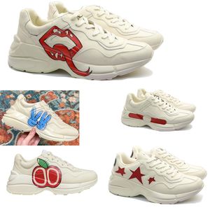 Heren Office Out Calfskin of Shoes Star Stripe Sneakers Designer Trainer Sneaker Strawberry Mouse Mouth Shoe met doos 5