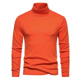 Pulls à col roulé Orange pour hommes automne hiver à manches longues coupe ajustée haut basique décontracté chaud léger maillot de corps pulls 240113