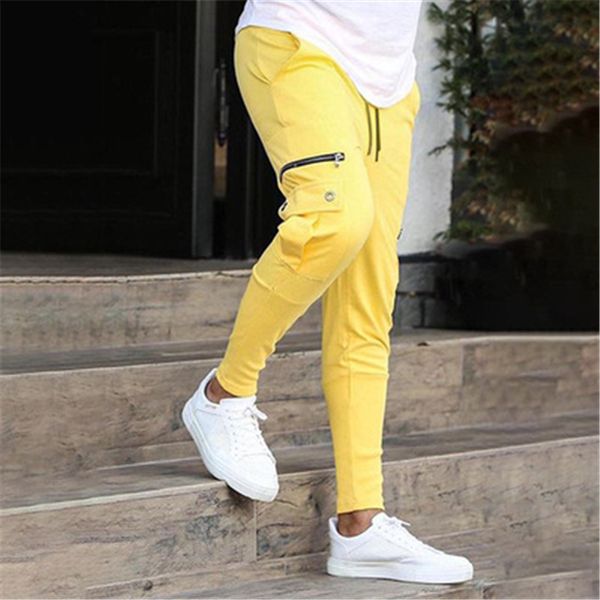 Pantalones largos de carga para exteriores para hombre, pantalones de chándal para correr con cordón de tendencia a la moda, pantalones ajustados informales de talla grande para hombre de verano