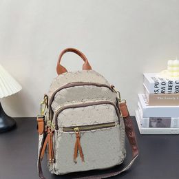 Mochila en capas para recreación al aire libre para hombre Mochilas estampadas clásicas Bolsa de campus de alta capacidad de diseñador Bolsas de hombros casuales Paquetes turísticos grises para mujer Mochila escolar