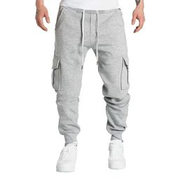 Saut-gorgées pour hommes Joggeurs Workout Pantalon Pantalon Pantalon Sweat Pantalon Sports Actif Pantalon TrawString Multi Pocket Mens Pantalon décontracté 240506