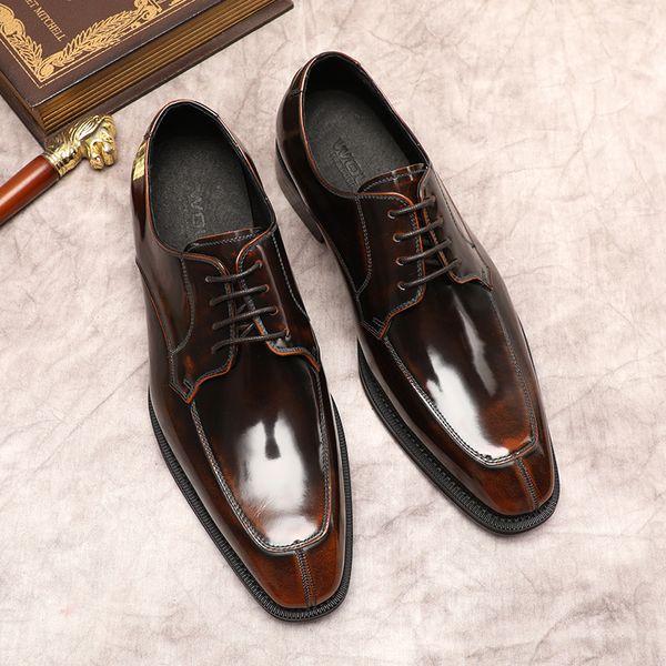 Hommes oxford Designer chaussure en cuir véritable robe de luxe hommes chaussure noir marron à lacets mariage décontracté chaussures formelles pour hommes