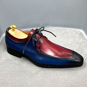 Heren Oxford Schoenen Vintage Derby Design echte koe lederen jurk schoenen formeel zakelijk kantoor veter-up trouwschoenen voor mannen