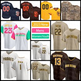 Mens Padres New 23 Maillot de baseball Fernando Tatis Jr San 22 Juan Soto 13 Manny Machado Josh Hader Diego Xander Bogaerts 2023 Robert Suarez Yu Darvish Azocar