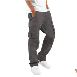 Pantalons masculins 2024 Cargo décontracté coton mec poche lâche raide de taille élastique pantalon marque joggers mâles super grande taille drop deli otlbw