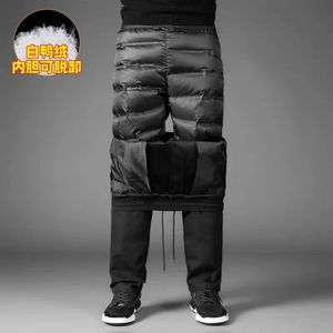 Pantalones para hombre 80% plumón de pato blanco para hombre 2 en 1 extraíble invierno 6XL negocios casual 5XL pantalones a prueba de viento K018 231216