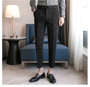 Pantalon pour hommes 9 parties pour hommes plissés coréens de la mode coréenne longueur de cheville streetwear pantalon décontracté pantalon pantalon pantalon chinos 2022 Drop livraison dhgmw