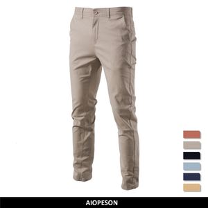 Herenbroek Aiopeson Casual katoenen broek Solid kleur Slim Fit Spring herfst Hoogwaardige klassieke business 230214