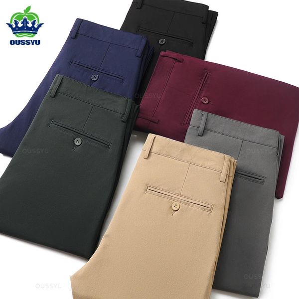 Pantalones para hombre otoño invierno recto casual negocio moda caqui gris rojo negro color sólido pantalones más tamaño 38 40 231218