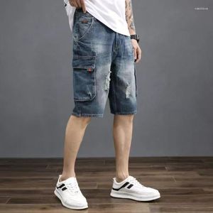 Pantalons pour hommes Bermuda Jeans courts pour hommes avec poches Homme Denim Shorts Cargo Baggy en coupe tendance 2023 boutons rétro luxe mince vente