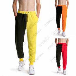 Herenbroek Zwart geel patchwork joggers broek mannen winter dikke sport joggen jogging zweetbroek mannen streetwear casual kleding pantalones 230320
