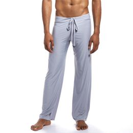 Pantalons pour hommes respirant lâche bas de sommeil glace soie Homewear classique Homme pyjama pantalon décontracté Sport Fitness Jogging pantalons de survêtement 278q