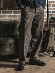 Pantalones para hombre Bronson años 20 telas a rayas clase trabajadora hombres Vintage caballeros traje pantalones 230904