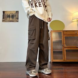 Herenbroek Bruin zwart commodity broek herenmode retro pocket casual Japanse straatkleding hiphop losse rechte broek 230718