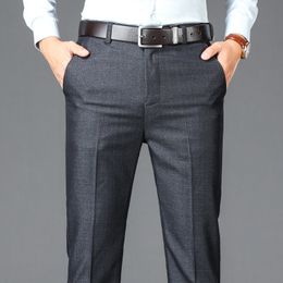 Pantalon pour homme, costume d'affaires décontracté, couleur unie, taille haute, droit, bureau, formel, Style classique, Long, grande taille, 230830