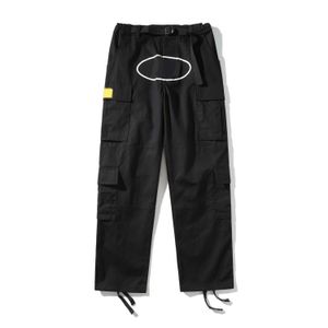 Pantalones para hombre Cargo Ropa de calle para hombre Hip Hop Pantalones casuales estampados Militar Retro Multibolsillos Monos sueltos rectos Botón Fly Pareja pantalones de entrenamiento de pierna rectaP