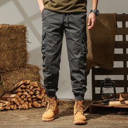 Pantalon cargo pour hommes avec multi-poches pour hommes Streetwear Jogger Casual AnkleLength Baggy Pantalon à cordon Mode masculine 230904