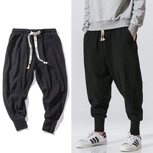 Pantalons pour hommes Style chinois Harem Streetwear Joggers décontractés Pantalons de survêtement en lin de coton Pantalon à la cheville M5XL 230314